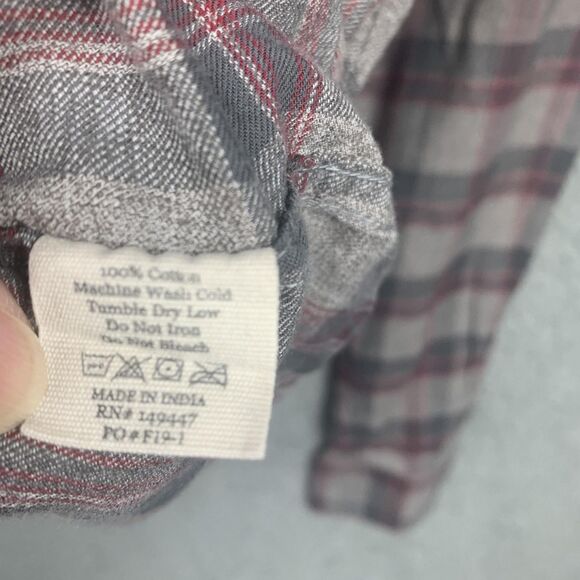 The Normal Brand Shirt Mens Medium Gray Red Plaid Button Flannel Cotton - Picture 6 of 14